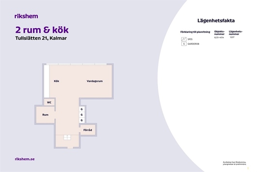 Lägenhet i Malmen, Kalmar, Tullslätten 21