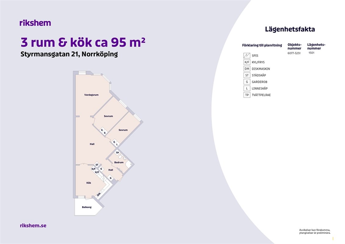 Lägenhet i Östantill, Norrköping, Östergötland, Styrmansgatan 21