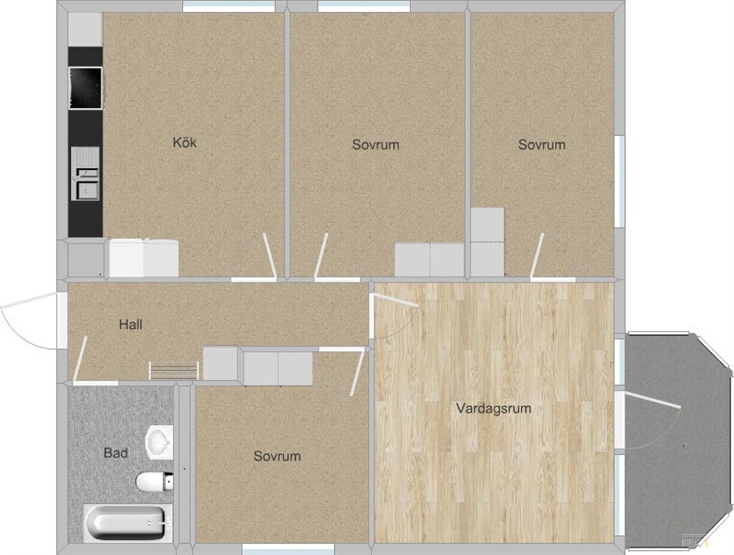 Lägenhet i Hallsberg, Örebro, Nytorgsgatan 4