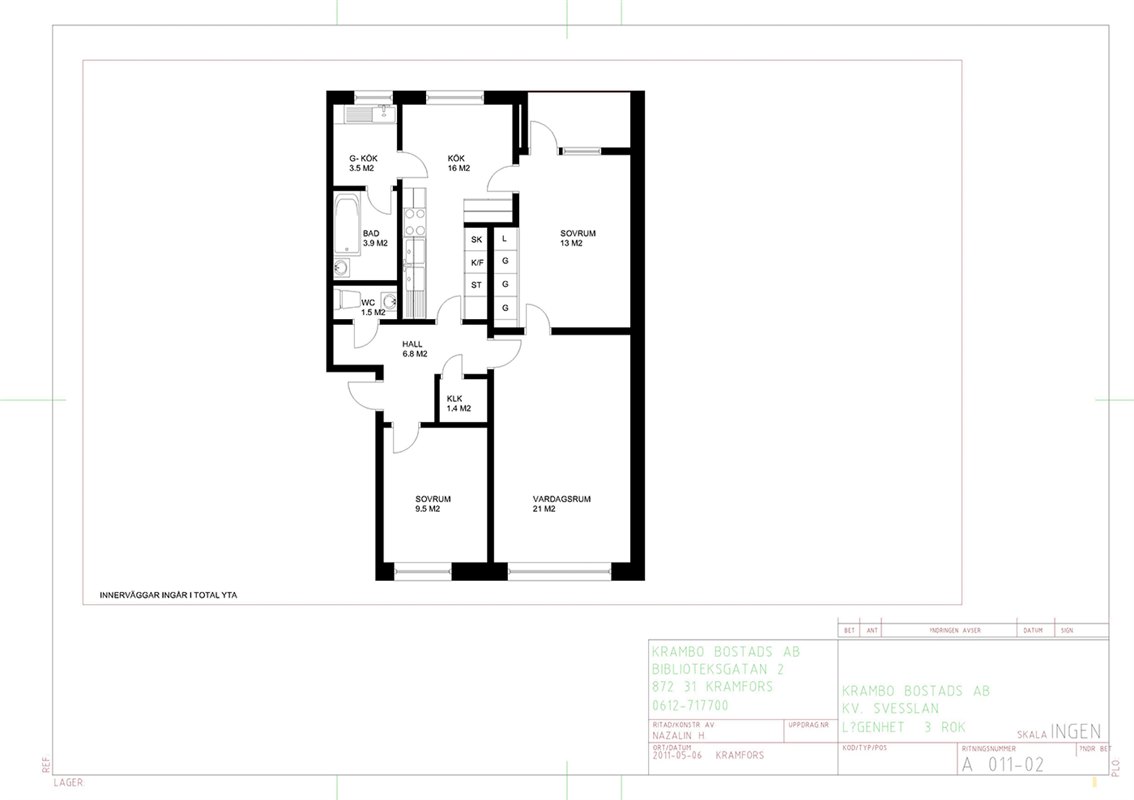 Lägenhet i Kramfors, Gudmundrå distrikt, Västernorrland, Hällgumsgatan 43B
