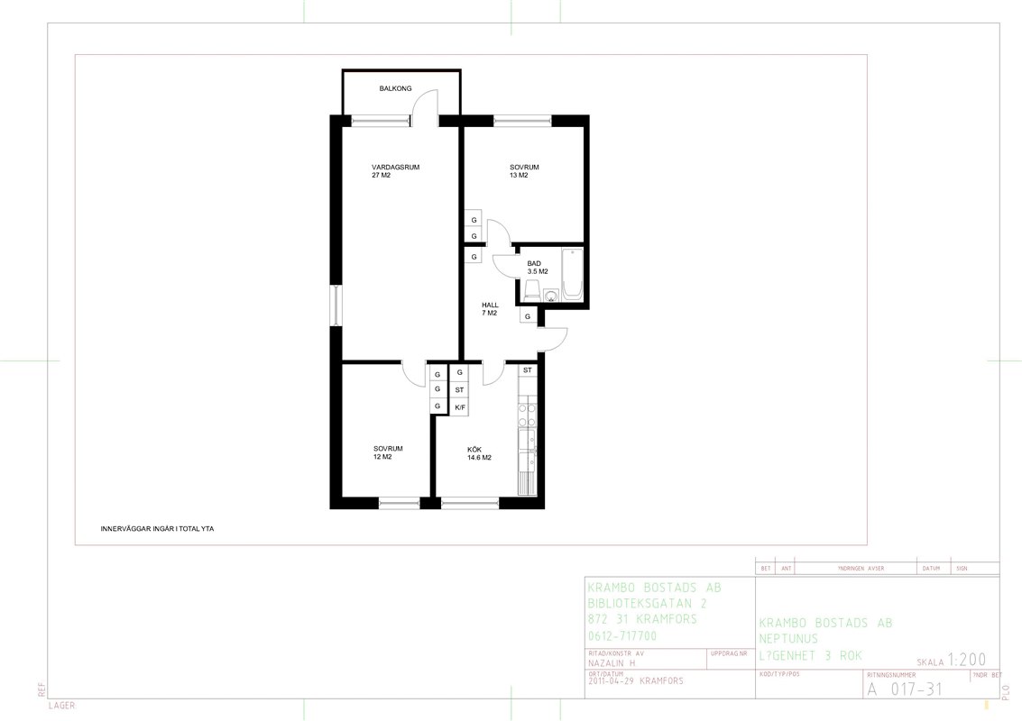 Lägenhet i Kramfors, Gudmundrå distrikt, Västernorrland, Källgatan 12B