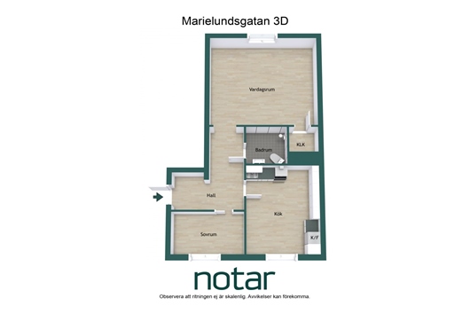 Bostadsrätt i Fålhagen, Uppsala, Marielundsgatan 3D
